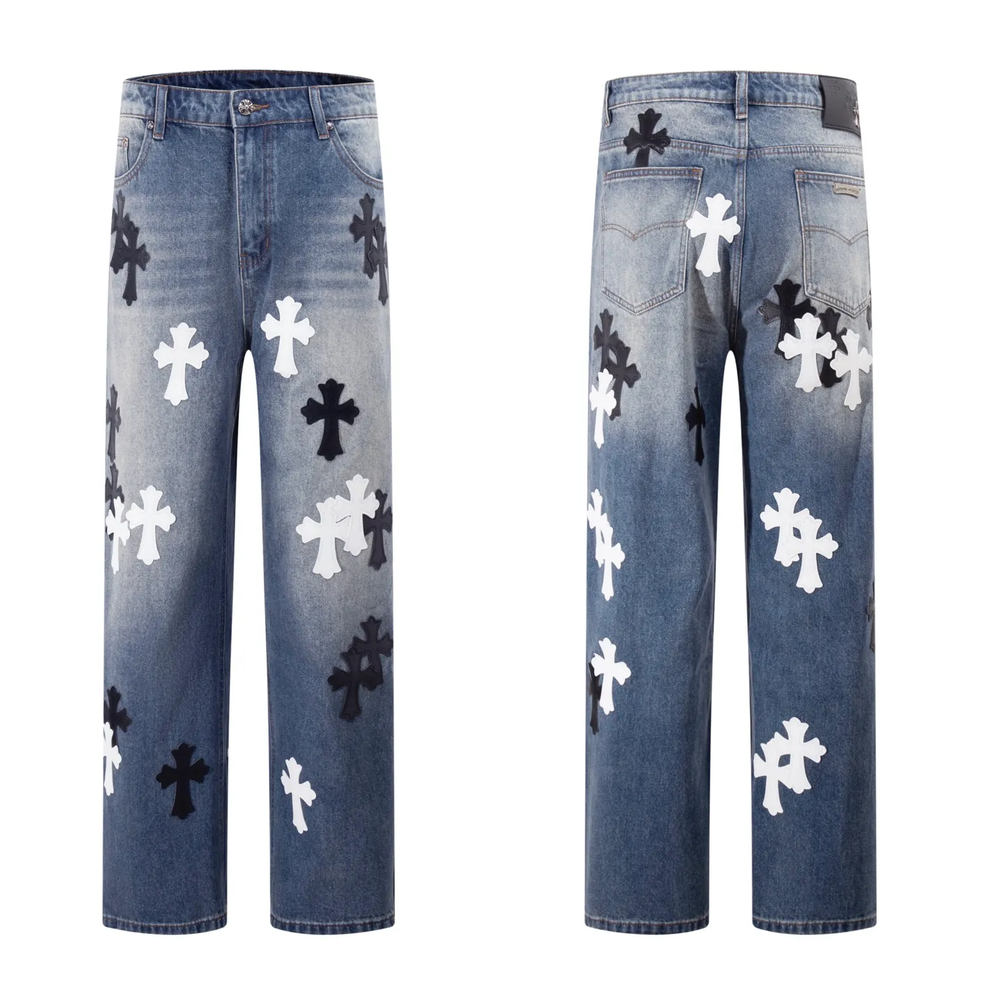 P260 model number: H48 chrome hearts & Croix Hearts Loose and popular jeans. Three-dimensional version. Loose and comfortable, not picky about the figure. Makes taller and slimmer. Factory-made. Original factory quality control. Same style for men and women. Can be matched with couples. Versatile recommendation. Must-have jeans for all seasons. Fashionistas have been disappointed. From the quality selection of fabrics, the tailoring of details, and the matching of patterns, they are all impeccable! The upper body is so handsome when worn...it can be easily worn by men, women and children! The craftsmanship is made of heavy-duty washed pure cotton denim fabric. After washing, it is soft and thick and looks very stylish when worn. Size: 30-32-34-36 Color: black